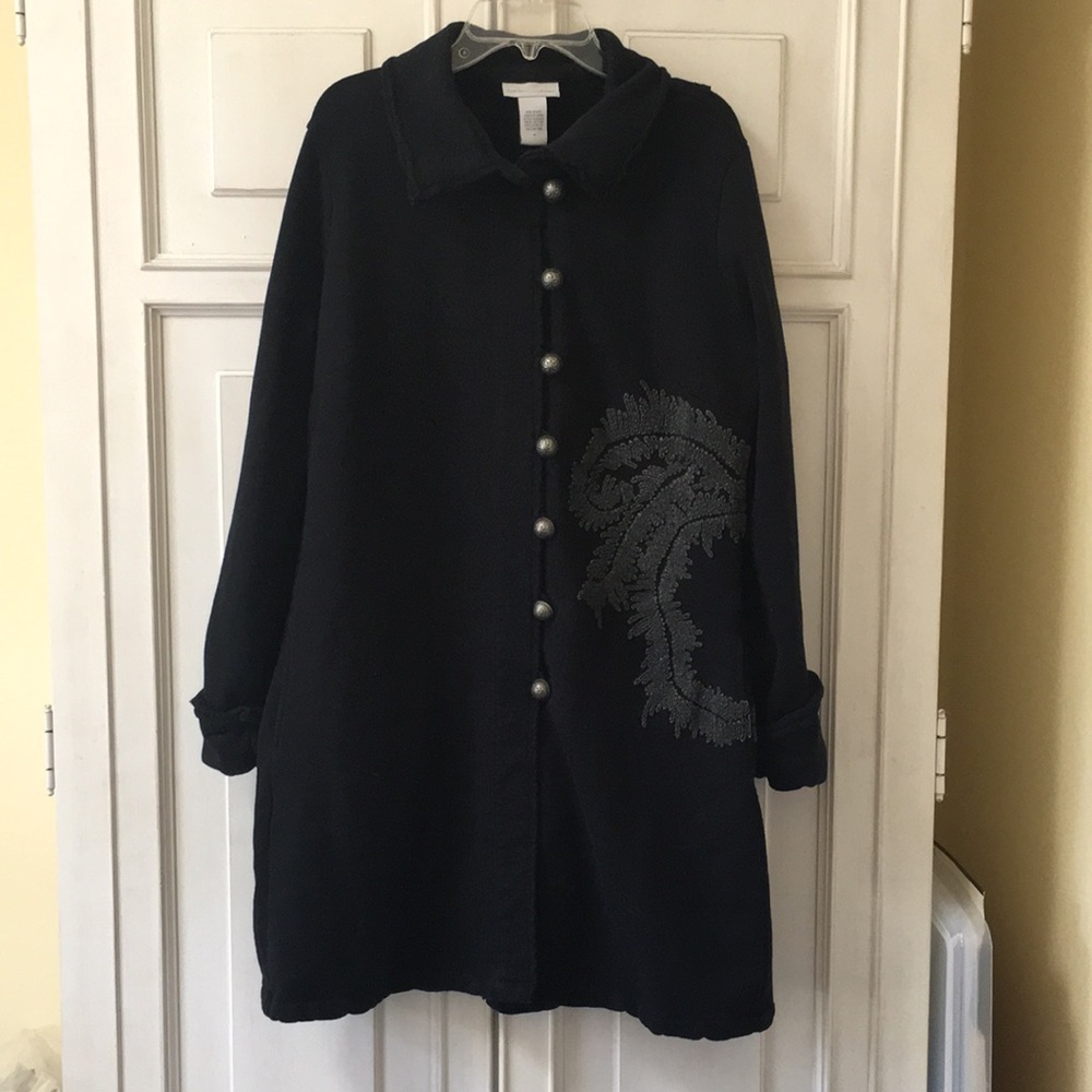 Soft Surroundings Black Medium Embroidered Jacket